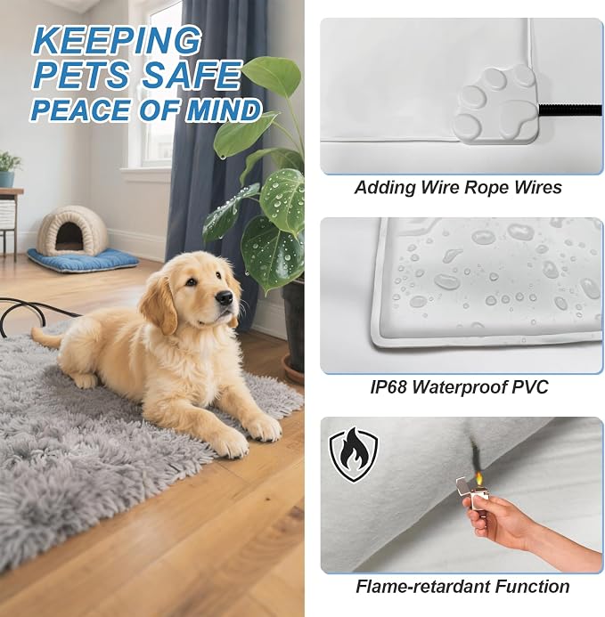 Dog heating pad, temperature control waterproof structure