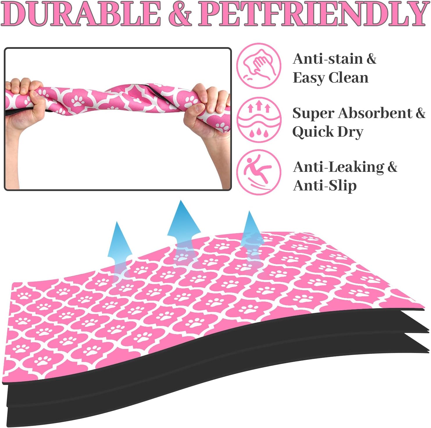 Dog food mat, absorbent feeding structure, non-slip washable structure