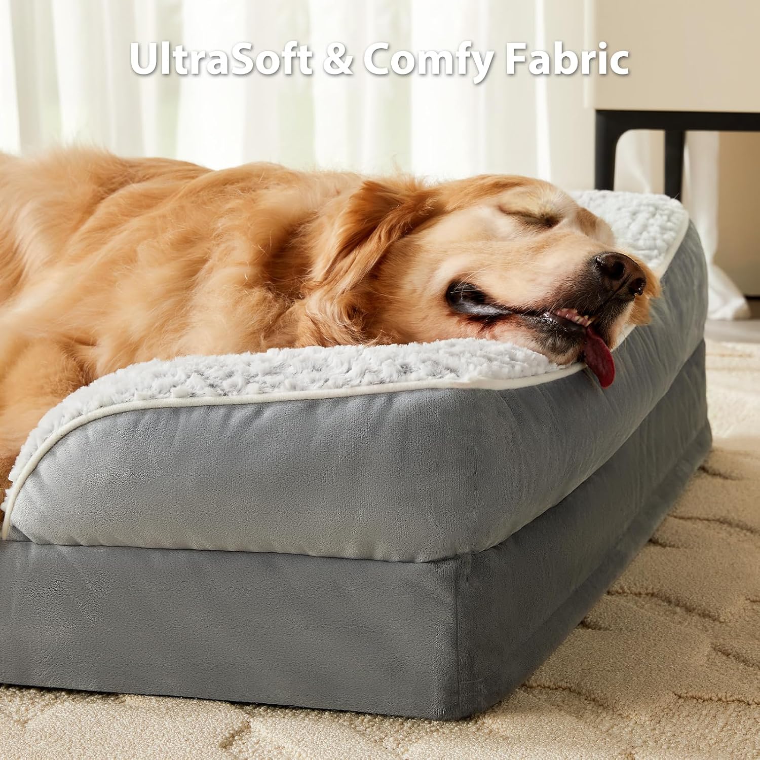 Large Orthopedic Dog Sofa Bed with Waterproof Cover, Egg Crate Foam Cushion and Non-Slip Bottom